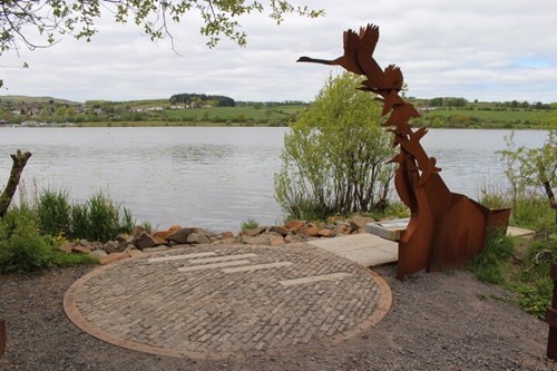 Corten bird inspired bench and sculpture in Scotland
