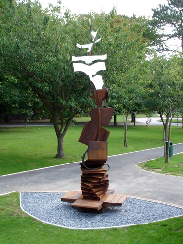 Books to birds Corten sculpture